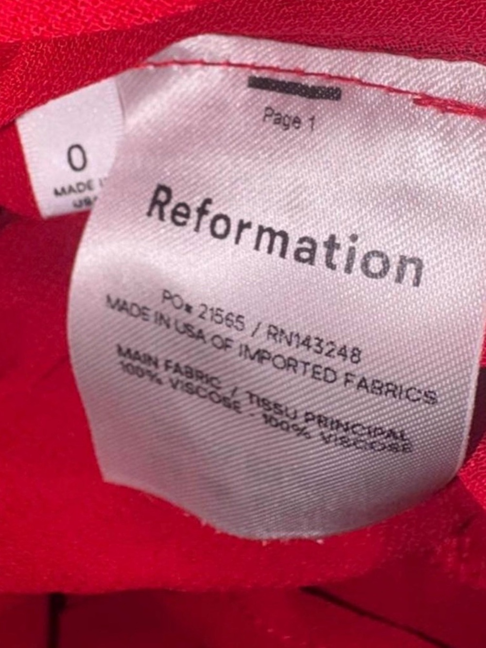 Reformation Red Tie-Shoulder Mini Dress